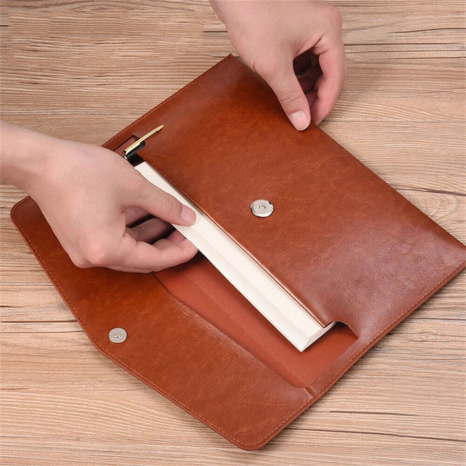 Document folder PU leather A4 A6 briefcase snap fastener folder file compartment - Image 2 of 4