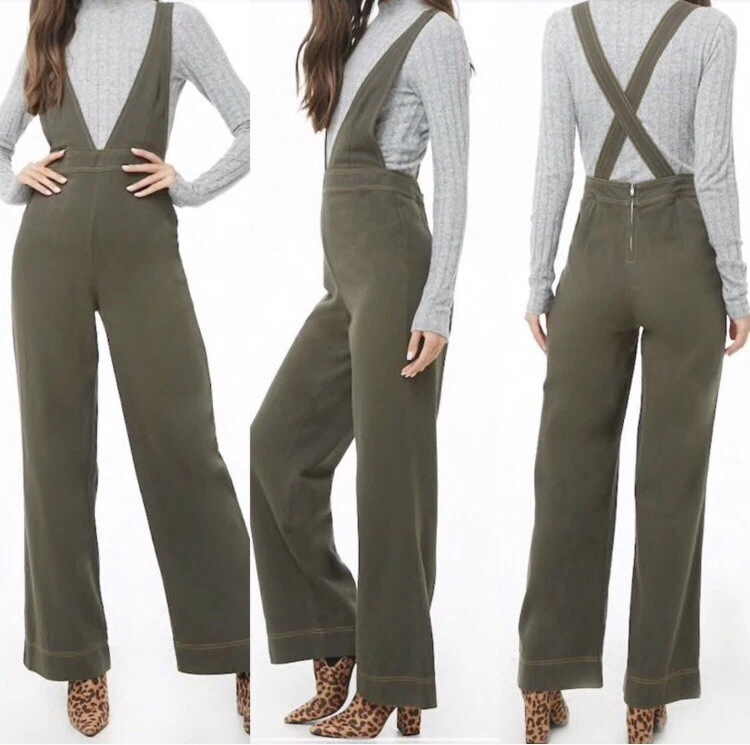 Plunging on sale pinafore jumpsuit