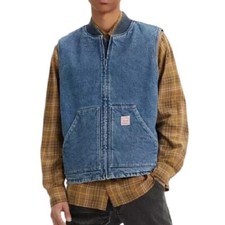 New Levi  s Men  s Sansome Denim Vest in Vintage Indigo - Medium Wash - Small