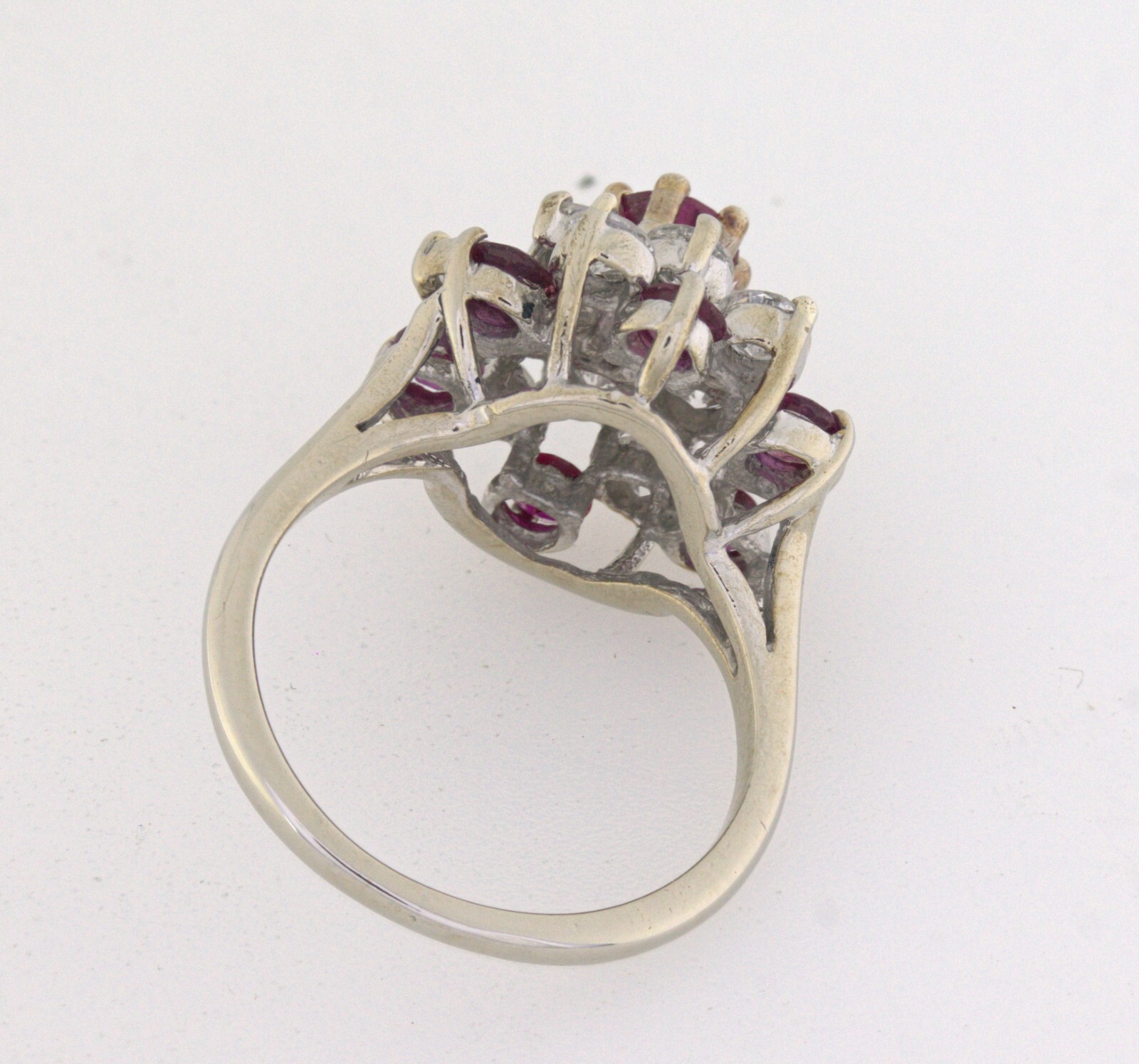 Ruby, Diamond, White Gold Cluster Ring - image 7