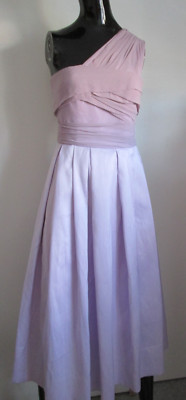 NWT Max Mara Siz 8 Silk Cotton Tonal Lilac Pleated Cocktail Formal Dress $2, 150