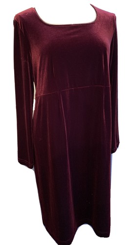Large Motherhood Maternity Burgundy Velour Dress Empire Waist Scoop Neck