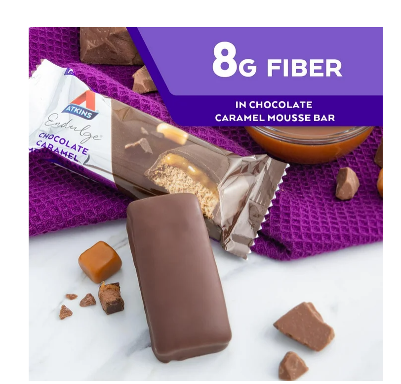 Atkins Endulge Chocolate Caramel Mousse Bar Low Sugar High in Fiber 6/5