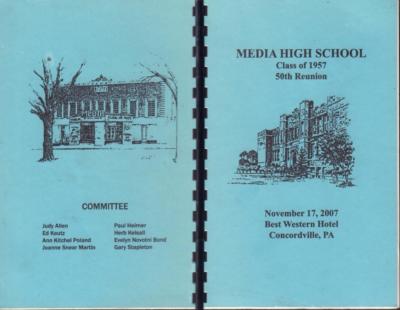 RARE SMEDIA HIGH SCHOOL CLASS OF 1957 50th REUNION BK CONCORDVILLE PA VERY GOOD