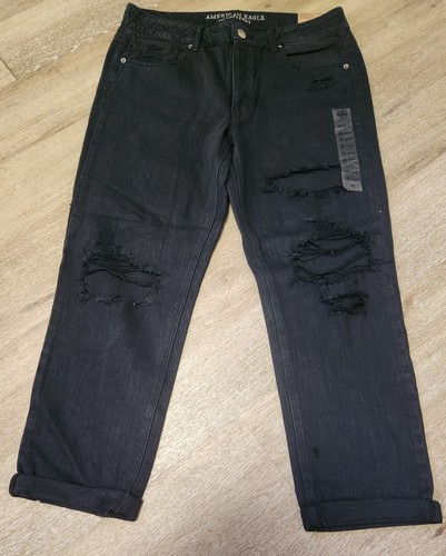 American Eagle Outfitters Tom Girl Black Destroy Denim Jeans Women 10 Reg NWT - Picture 5 of 5