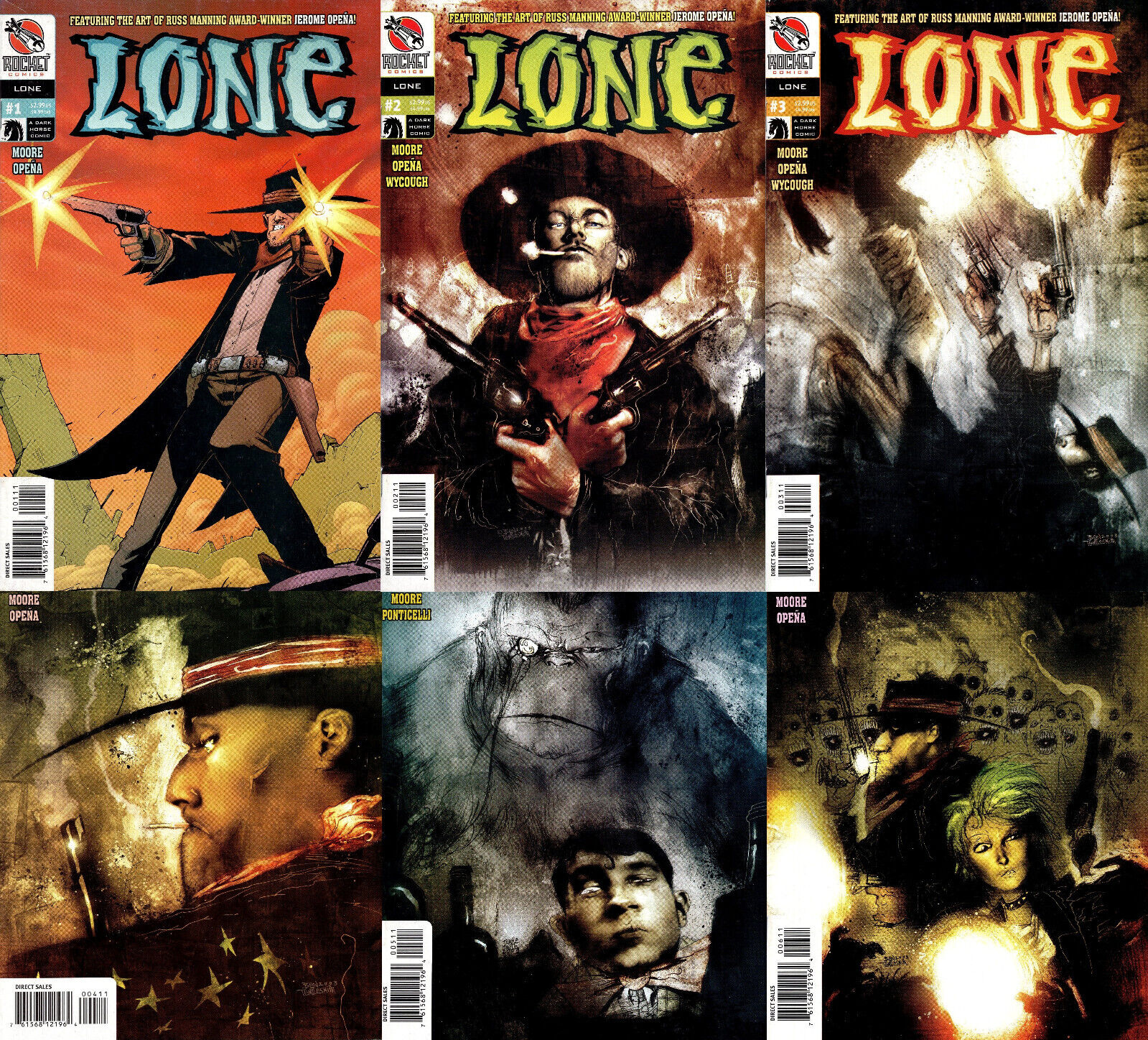 Lone #1-6 complete set Dark Horse Comics post-apocalypse western zombies Opena