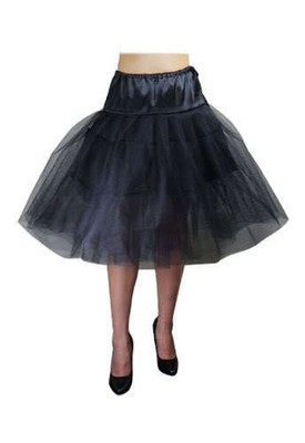 PETTICOAT SKIRT CAN CAN BLACK POODLE TULLE 40'S 50'S ORGANZA