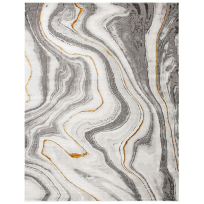 Safavieh Läufer Teppich Lagoon Collection – 60 X 20 Cm, Grau/Gold, Abstraktes Design, Hoch-Tief-Flor Aus Polypropylen/Polyester