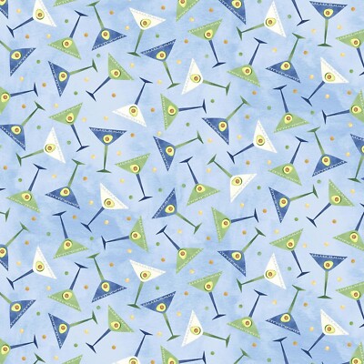 Michael Miller Fabrics~Avo Great Day~Guactail Blue~BTY, DC10750 Cocktail Martini