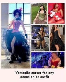 Lady Sexy Overbust Boned Corset Burlesque Basque Top Lace-Up Bustier Lingerie UK