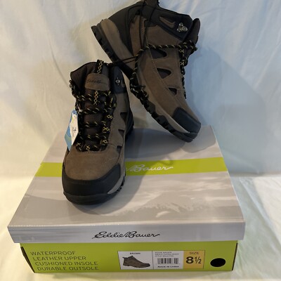 NEW EDDIE BAUER NWT WATERPROOF LEATHER UPPER BROWN HIKING  display picture 1