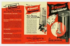 1950s The O'Connell Adaptor Thermostat Brochure Fold Out Southern Coal Inc. TN