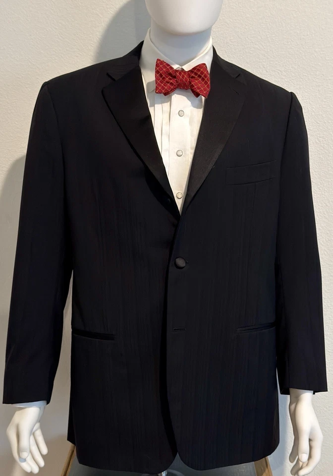 Chaqueta para fumar Isaia Napoli negra/negra a rayas con esmoquin 54 IT 44 R nunca usada Foto 3 de 4