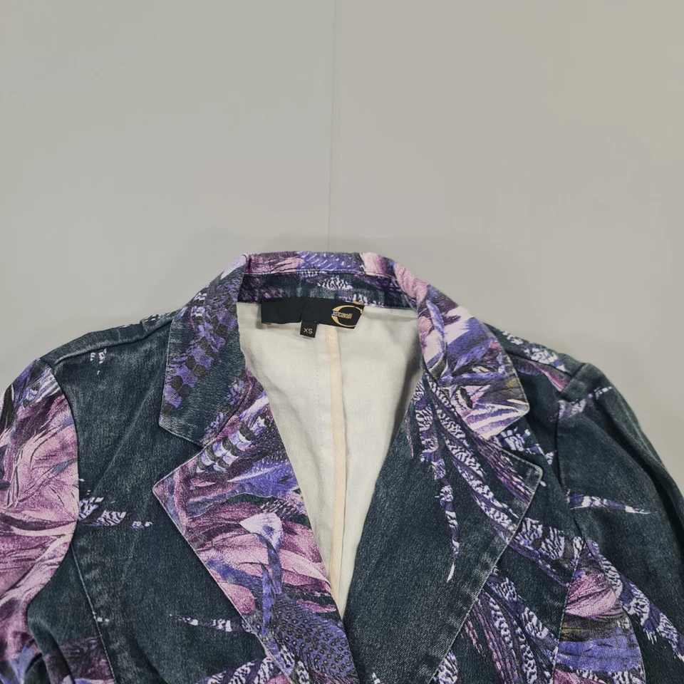 Chaqueta vaquera Just Cavalli para mujer azul púrpura XS floral elástica Foto 2 de 4