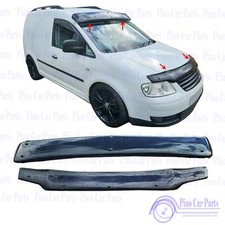 Fits VW Caddy [2004-2010] Sun Visor + Bug Guard Solid Black Acrylic ABS