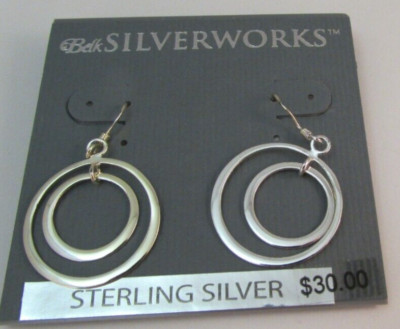 BELK Silverworks 925 Sterling Silver Dangle Circle Earrings - NOS