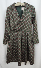 New Gal Meets Glam Parker Dress Women's US 14 Fit And Flare Green Red Plaid