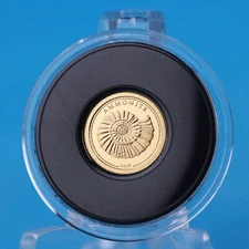 2007 Liberia Ammonite Shell Fossil .999 Gold Proof Coin $10 Prehistoric Mollusk
