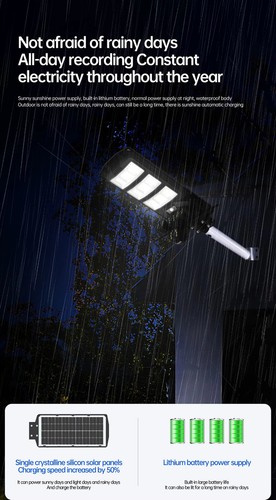 Integrated Solar Street Light With WIFI CCTV Camera 450W For Outside Yard Garden - Picture 5 of 16