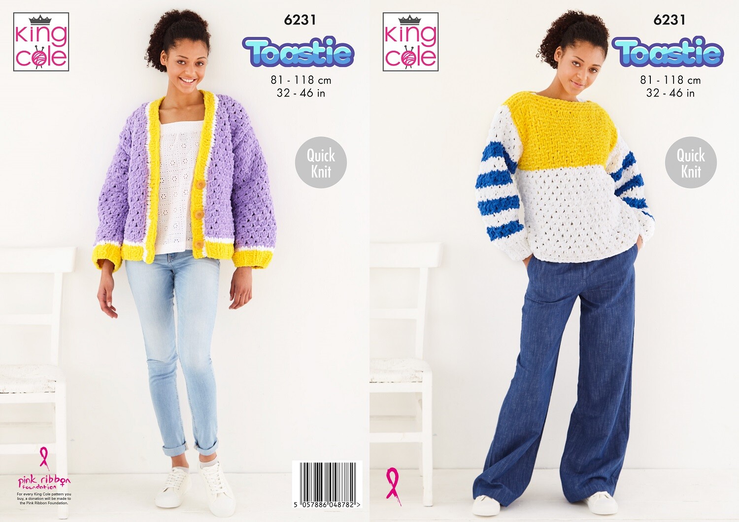Ladies Knitting Pattern Women’s Sweater & Cardigan King Cole 6231 - Image 4