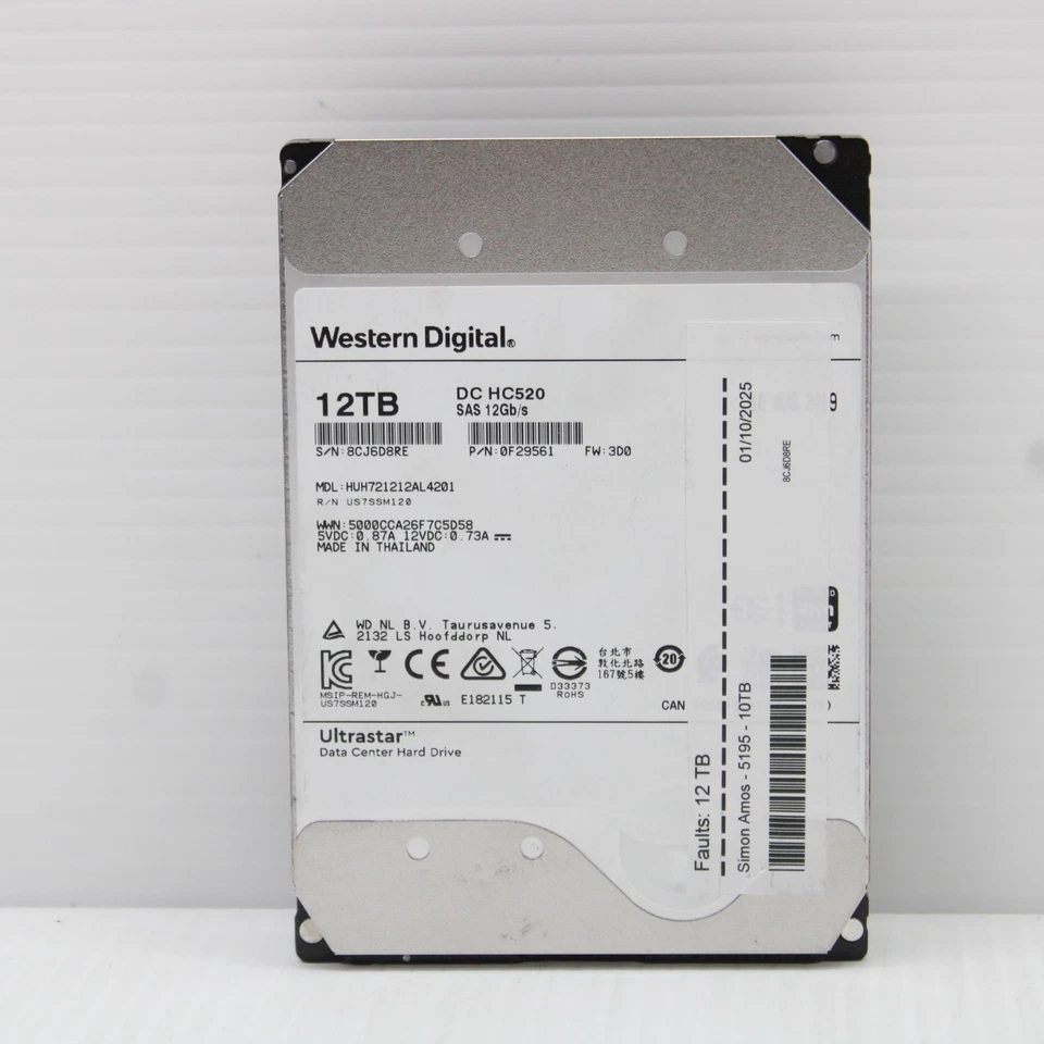 Western Digital Ultrastar He12 0F29561 12TB 7200RPM HDD 256MB Cache - Image 2 of 4
