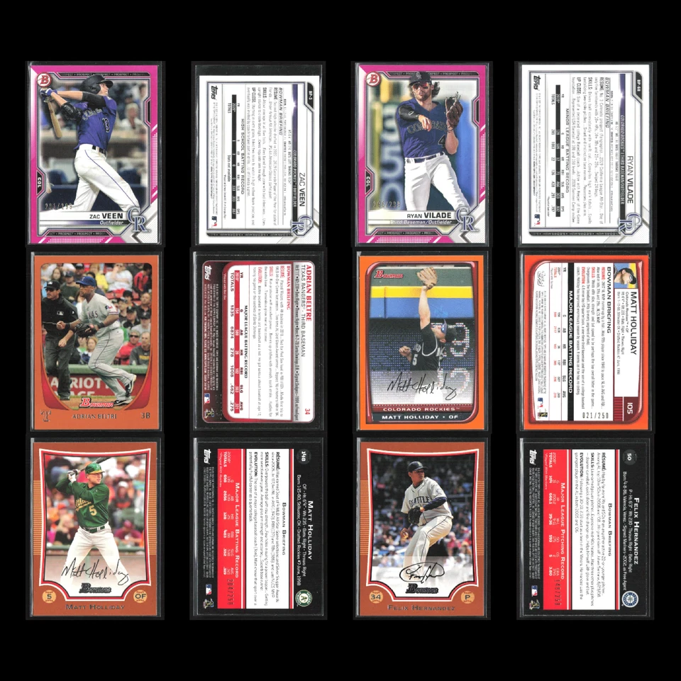 Bowman Serial #'d Lot 50 Baseball Cards Dealer Bulk Wholesale Orange Sky Blue - Image 4 of 4