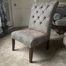 Side Chair In Silver And Brown Cheetah Print Fabric