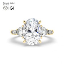 Oval Solitaire Labgrown Diamond Engagement Ring 18k Yellow Gold 6 Ct