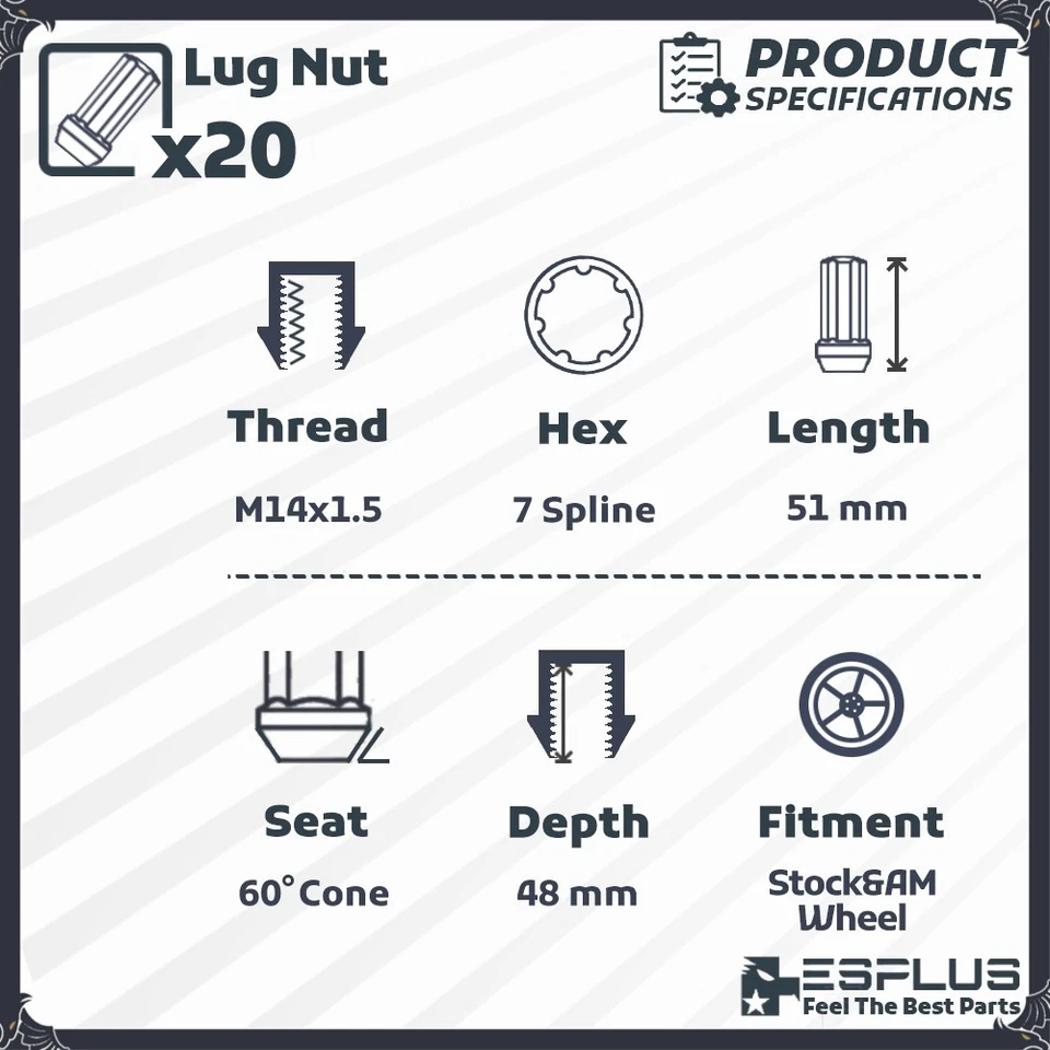 20x Rolls-Royce Convert Wheel Stud+Lug Combo 14x1.25 - 14x1.5 Fit Ghost/Wraith - Image 3 of 4