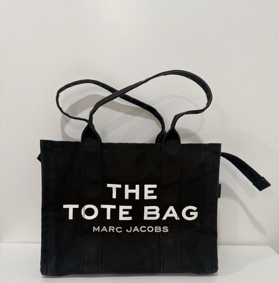 MARC JACOBS The Tote Bag Large Black Canvas Tote Shoulder Bag *Read