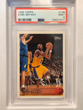 KOBE BRYANT 1996 TOPPS ROOKIE CARD RC #138 PSA 9 MINT! LAKERS MVP HOF #54031571. rookie card picture