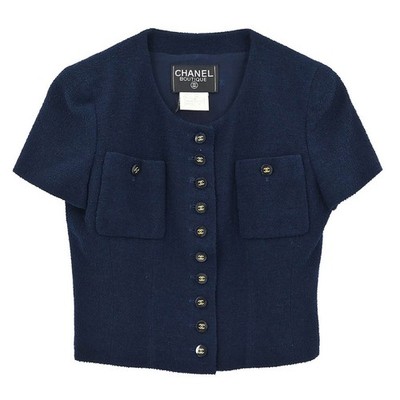 Chanel Single Breasted Jacket Navy P95 #38 196283 | eBay