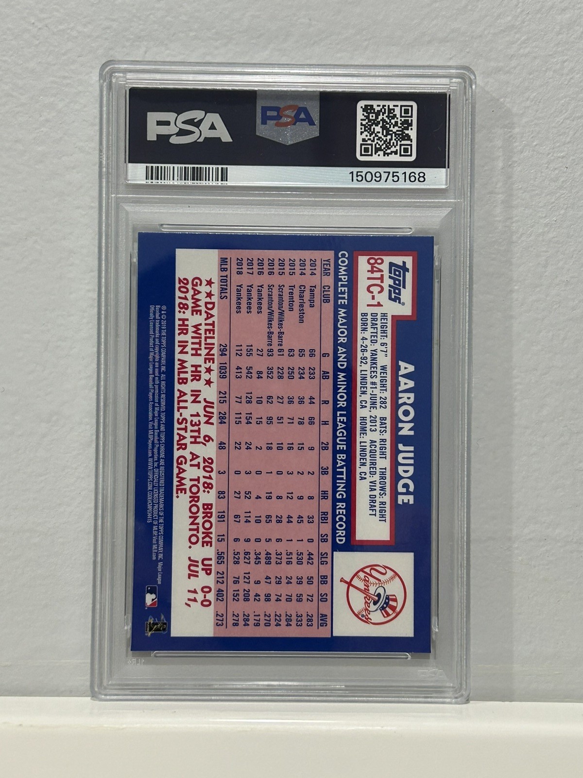 2019 Topps Chrome 1984 Topps Baseball #1 Aaron Judge 1984 Topps Baseball PSA 10 view 2
