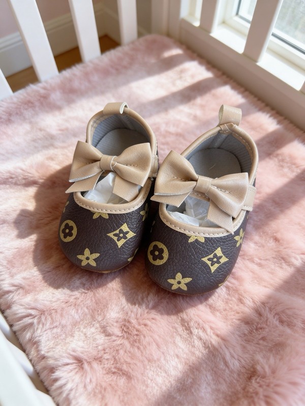 Infant Baby Girls  Mary Jane Bow Shoes Soft Sole Non-Slip 0-6 Months New