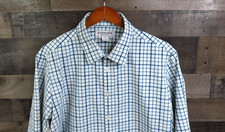 Mizzen Main Leeward Shirt Mens XL White Blue Check Trim Fit Dress Performance