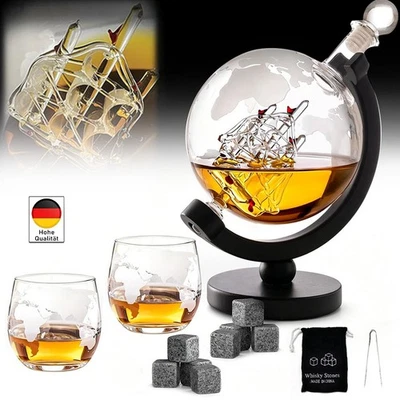 Flasche Karaffe Whisky Set aus Whiskygläser Dekanter Geschenk + 2 Whiskey Gläser - Bild 1 von 4