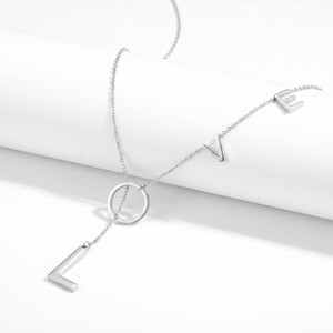 Authentic Love Lariat Necklace 18k White Gold Plated 21"