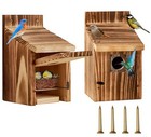 2 Pack Birdhouses for Outside,Wooden Bird Houses with Big Entrance Box