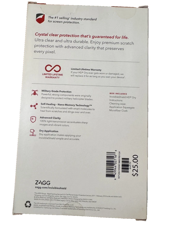 Protector de pantalla seca ZAGG Invisible Shield HD para Samsung Galaxy S7 Edge Foto 2 de 2