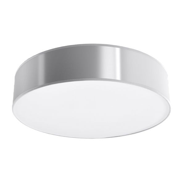Plafonnier PVC gris E27 Arena solution pour éclairer un plafond bas avec élégance