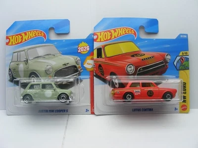 Hot Wheels: Austin Mini + Lotus Cortina New Mint Condition.