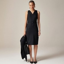 NWT!! J. CREW Executive Dress Stretch Linen Blend Solid Black Professional 12
