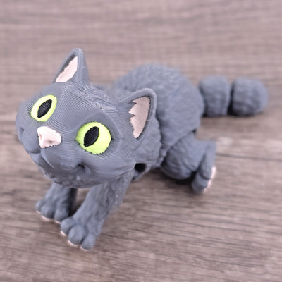 Mini Cat 3D Printed Articulated Flexi Fidget Desk Pet Toy Gift 4 Inch
