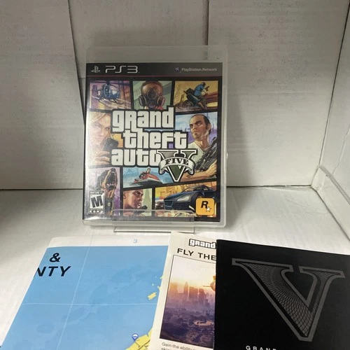 Grand Theft Auto V (PlayStation 3, 2013) COMPLETE WITH MAP AND TESTED