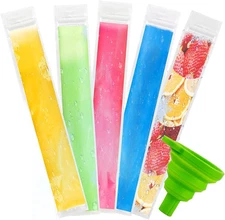 60 Pack Ice Pop Mold Bags & Funnel Disposable Ice Mold Bags for Freeze Yogurt...