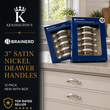Brainerd 12-Pack 3" Drawer Pulls Satin Nickel Cabinet LOT OF 2 NWT 24 total