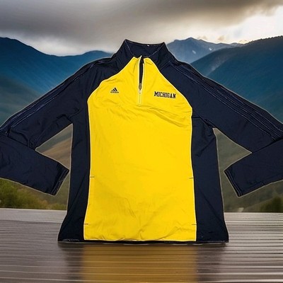 Michigan Wolverines Logo Blue Yellow Adidas 1/4 Zip Pullover Womens XL