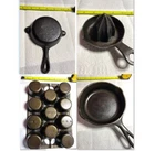 Vintage Cast Iron 4 pc Lot Wagner #4 Skillet +#1050 Mini + Griswold Muffin +Jcr