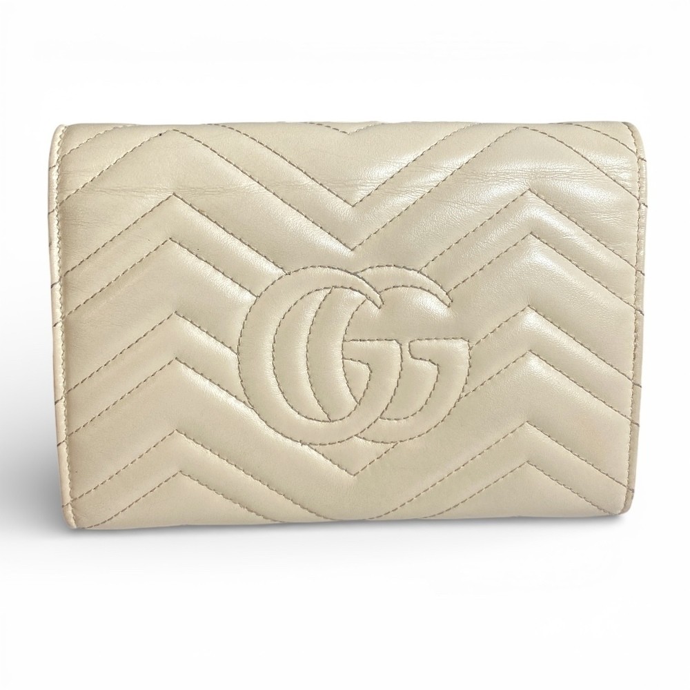 Gucci GG Marmont 474575 Gold Hardware Shoulder Bag Cream Leather Purse thumbnail 10