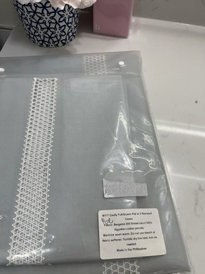 $1050 Matouk Italy 3pc F/Q Sheet Set Cecily Giza-87 Bergamo Lace POOL